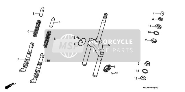 Honda SH50 1995 Forcella anteriore per un 1995 Honda SH50